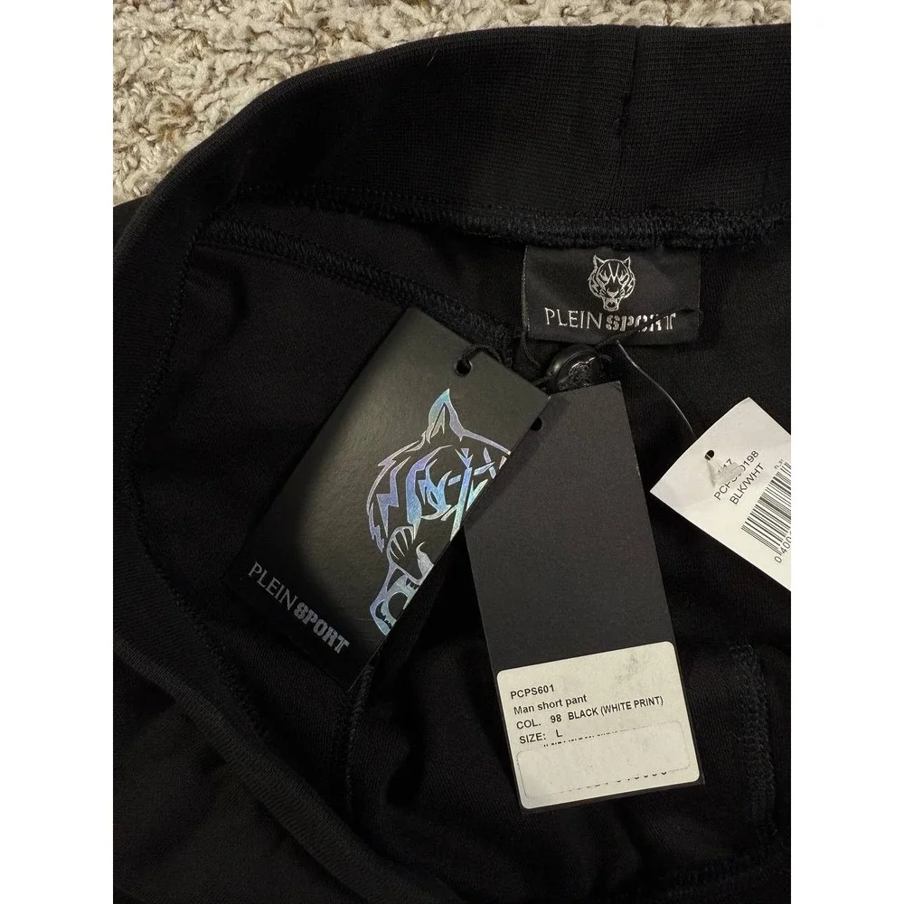 Plein Sport Print White Logo Black Shorts Men's Size Large